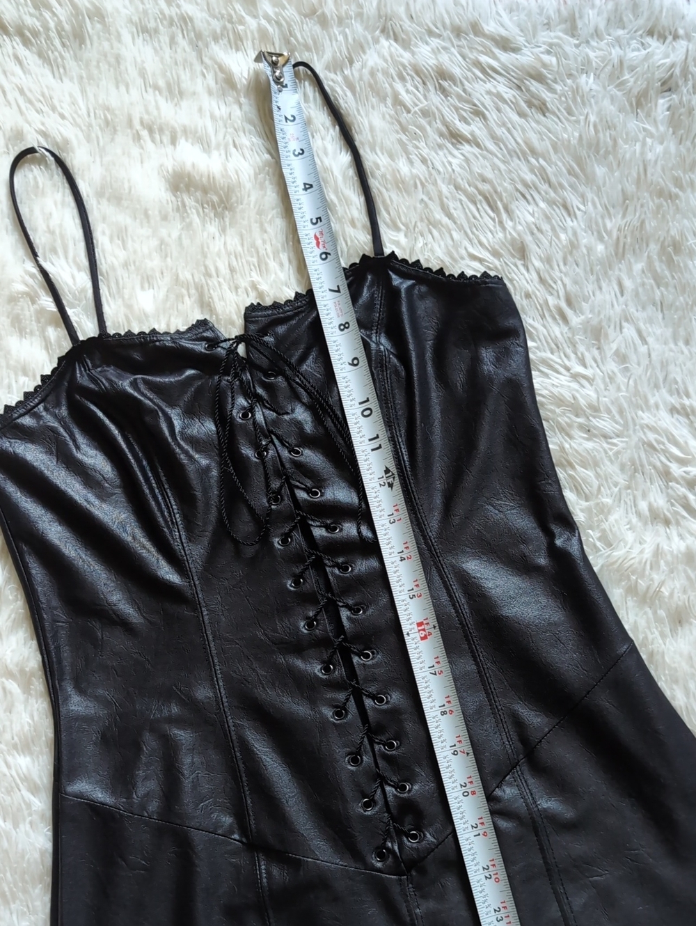 90s Lip Service Lace Up Corset Faux Leather Embroidered Maxi Dress Medium - Picture 15 of 16
